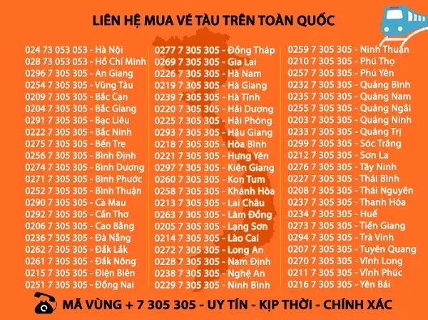 Liên hệ bán vé tàu hoả trên toàn quốc