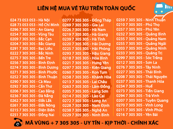 Liên hệ tổng đài đăt vé tàu hoả trên toàn quốc