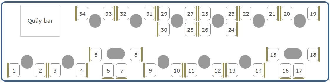Sơ đồ toa 3 VIP ( 34 chỗ)