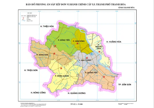 Bản đồ phương án sau sắp xếp của tỉnh Thanh Hoá