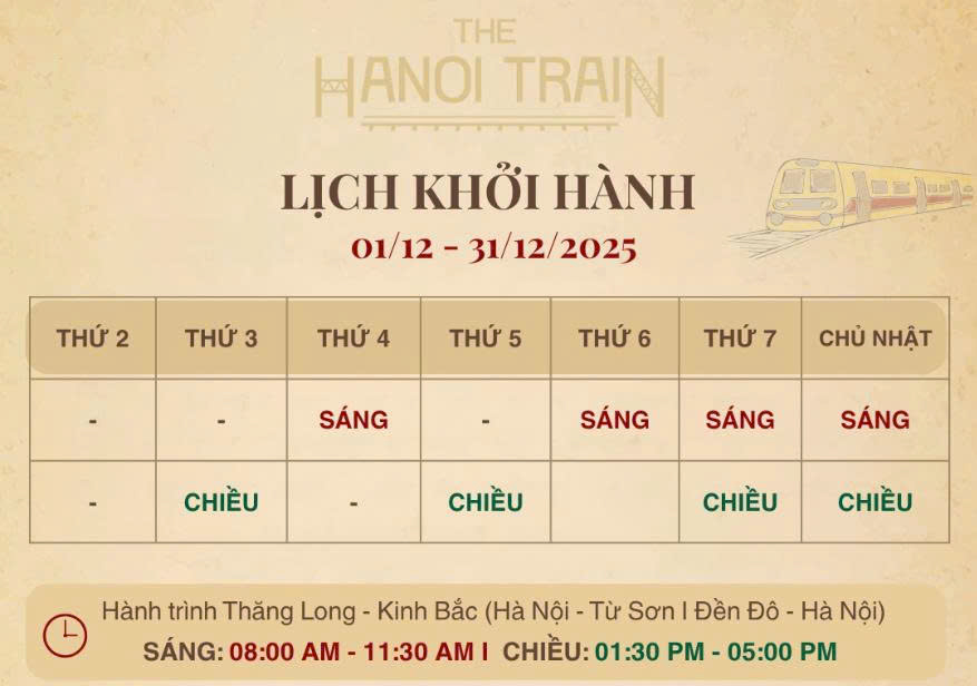 Lịch Chạy Tàu 5 Cửa Ô 12/2025